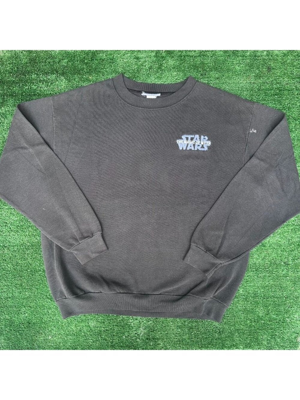 Vintage 90s Star Wars Magic of Myth Sweatshirt Faded Black L Movie Film Promo